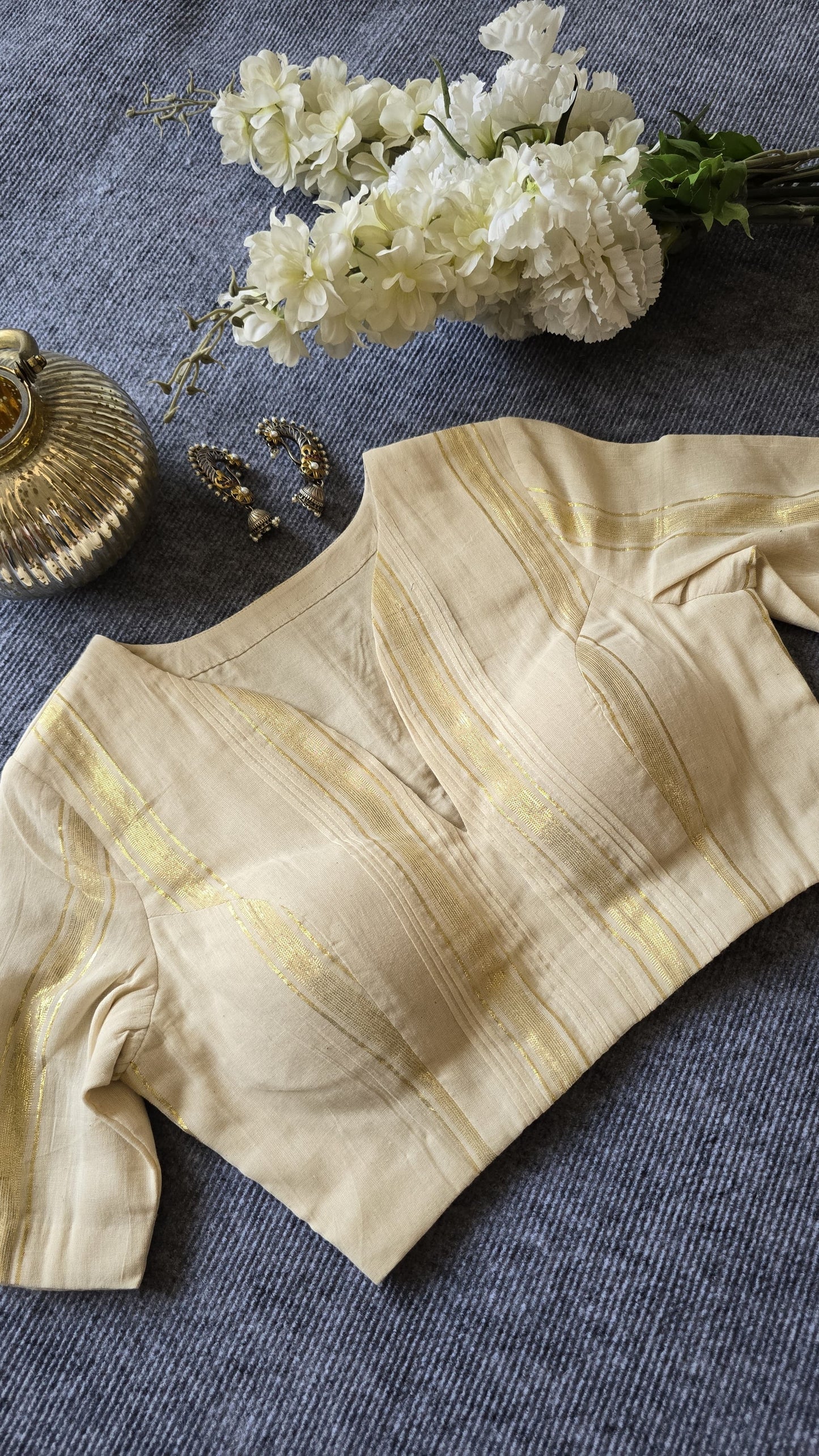 Ivory Grace Gold Stripes Padded blouse