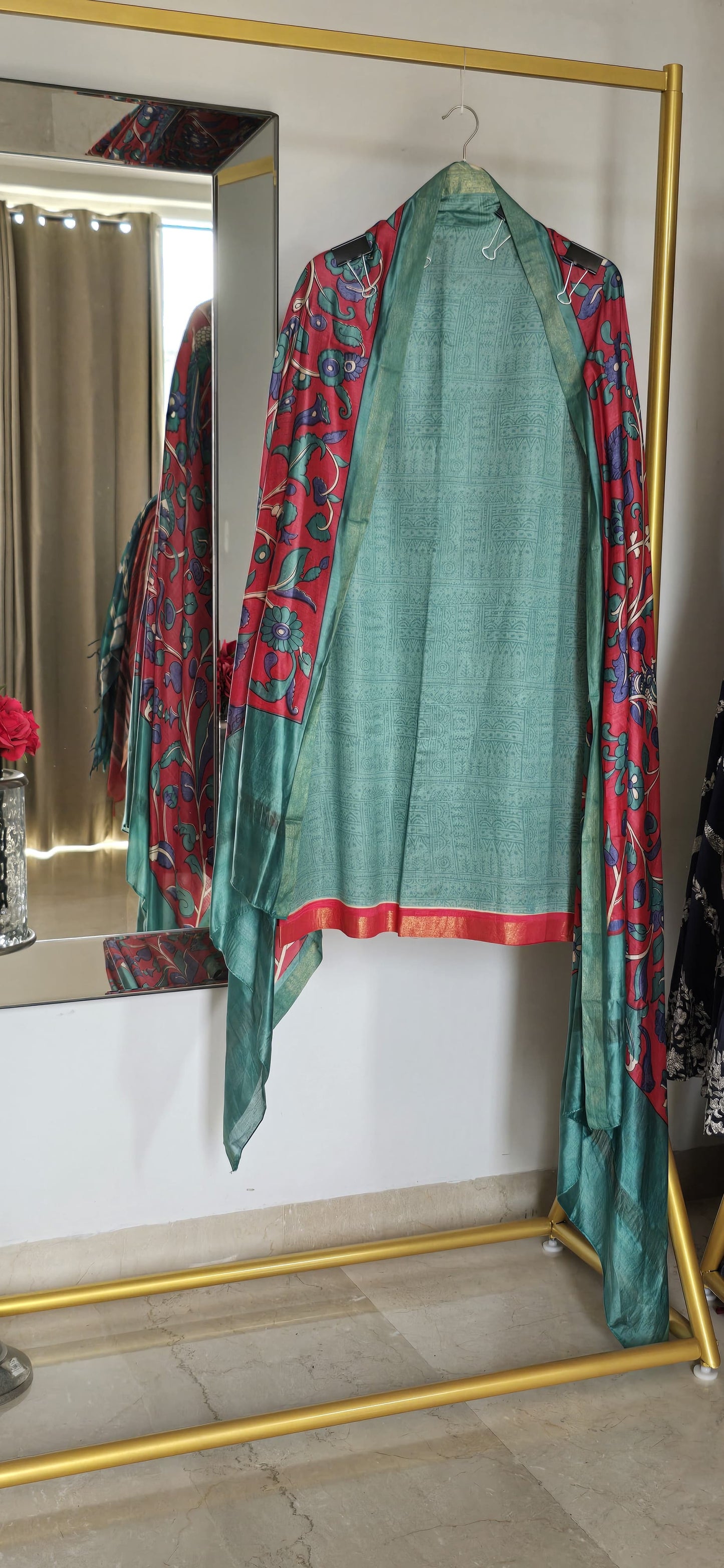 Maheshwari Silk With Kalmkari Dupatta Suit