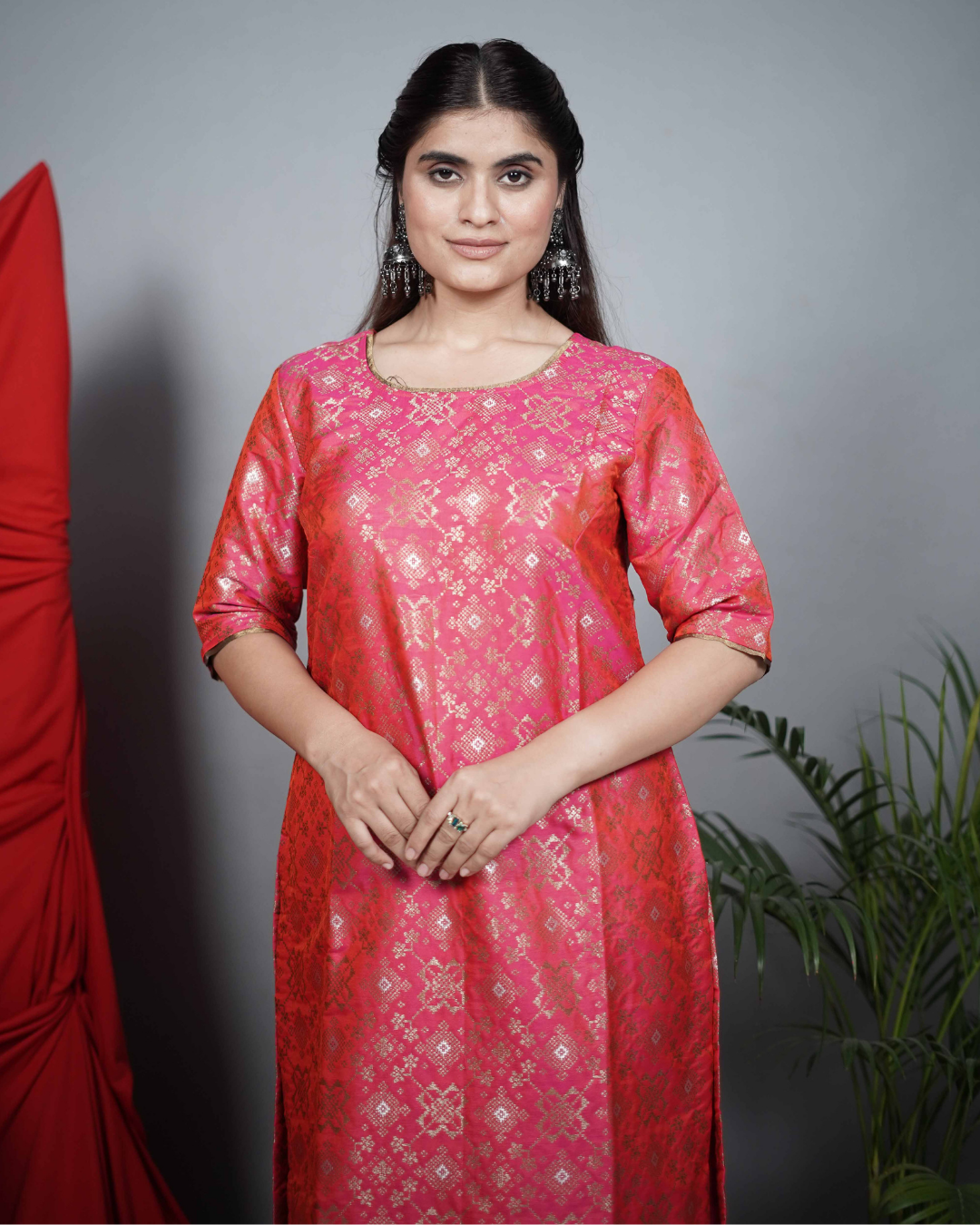 Pink Brocade Co-ord Set