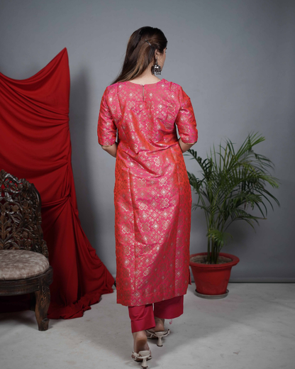 Pink Brocade Co-ord Set