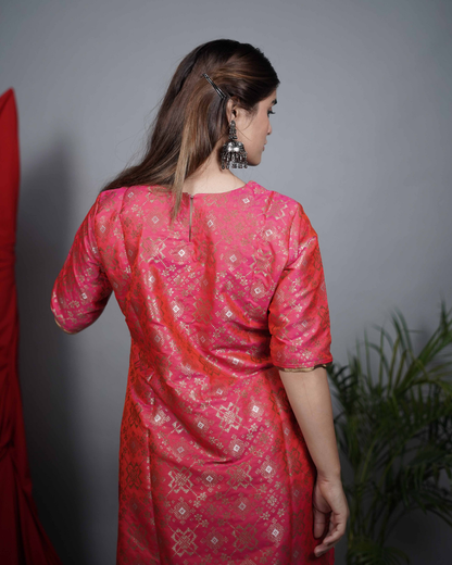 Pink Brocade Co-ord Set