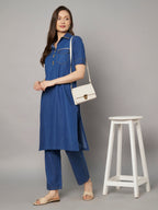Denim-Style Kurta Pant Co-ord Set