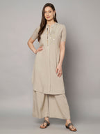 Minimalist Beige Kurta Palazzo Set