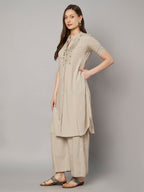 Minimalist Beige Kurta Palazzo Set