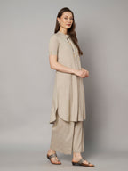 Minimalist Beige Kurta Palazzo Set