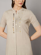 Minimalist Beige Kurta Palazzo Set