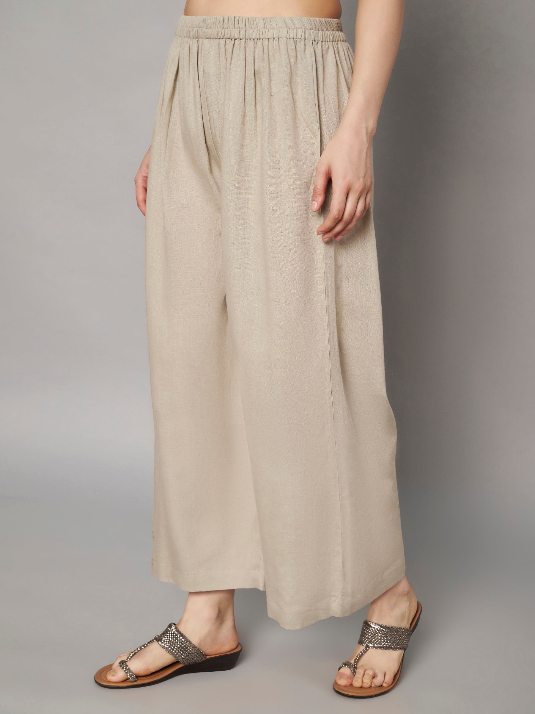 Minimalist Beige Kurta Palazzo Set
