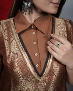 Brown Brocade Co-ord Set
