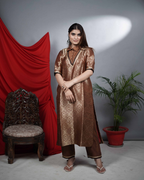 Brown Brocade Co-ord Set