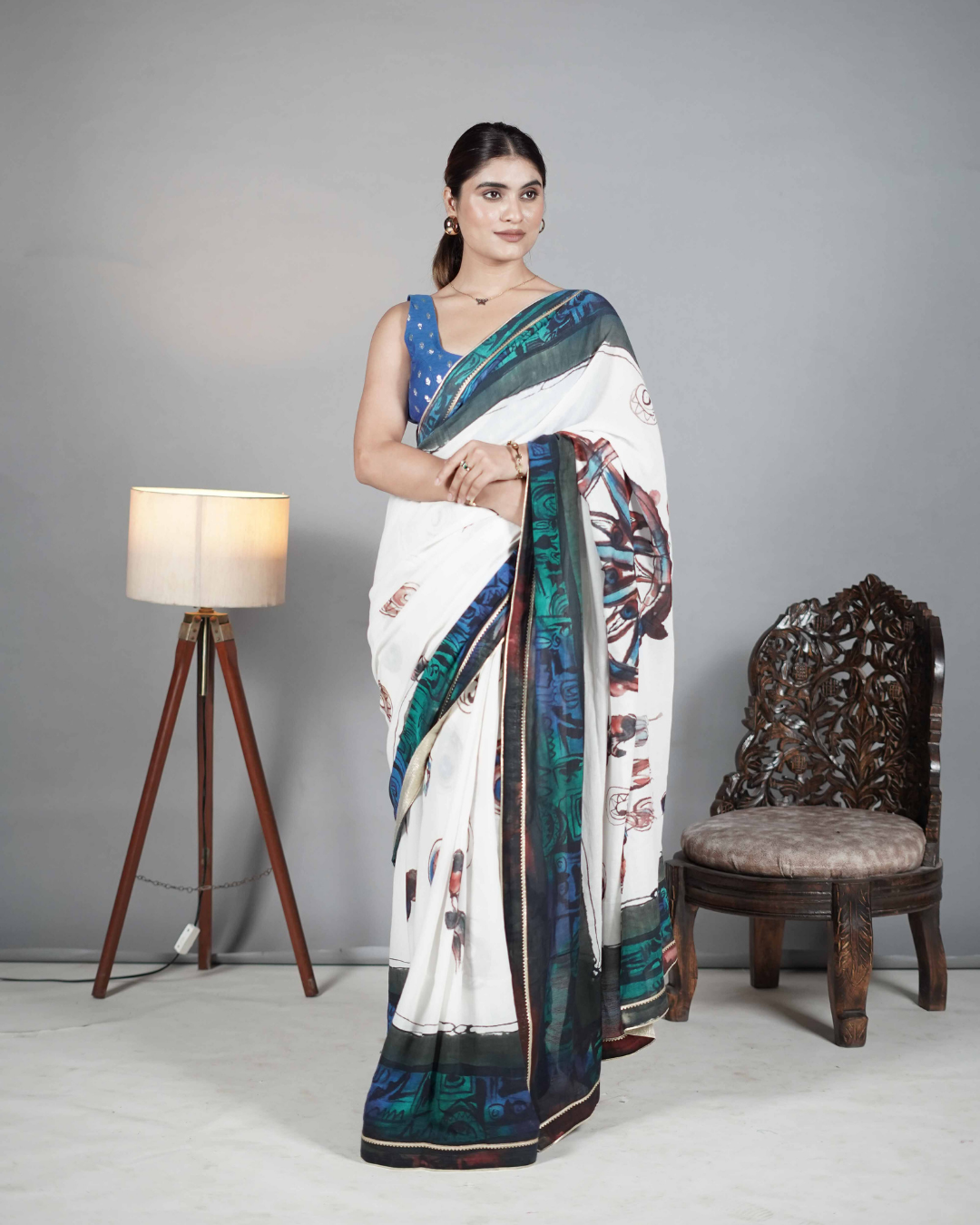 Blue Chanderi Sleeveless Blouse