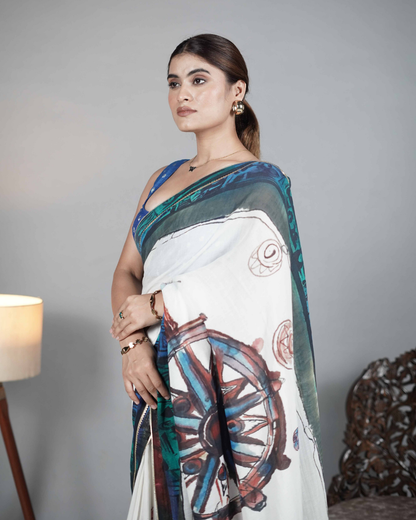Cotton Georgette Digital Print Saree