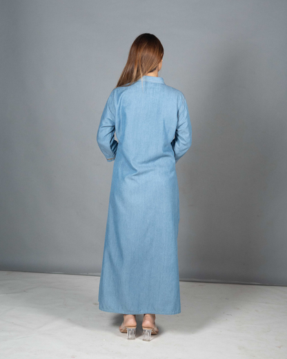Denim Dress with Gota Detailing