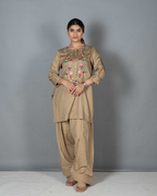 Beige Cotton Silk Kurta Set