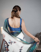 Blue Chanderi Sleeveless Blouse