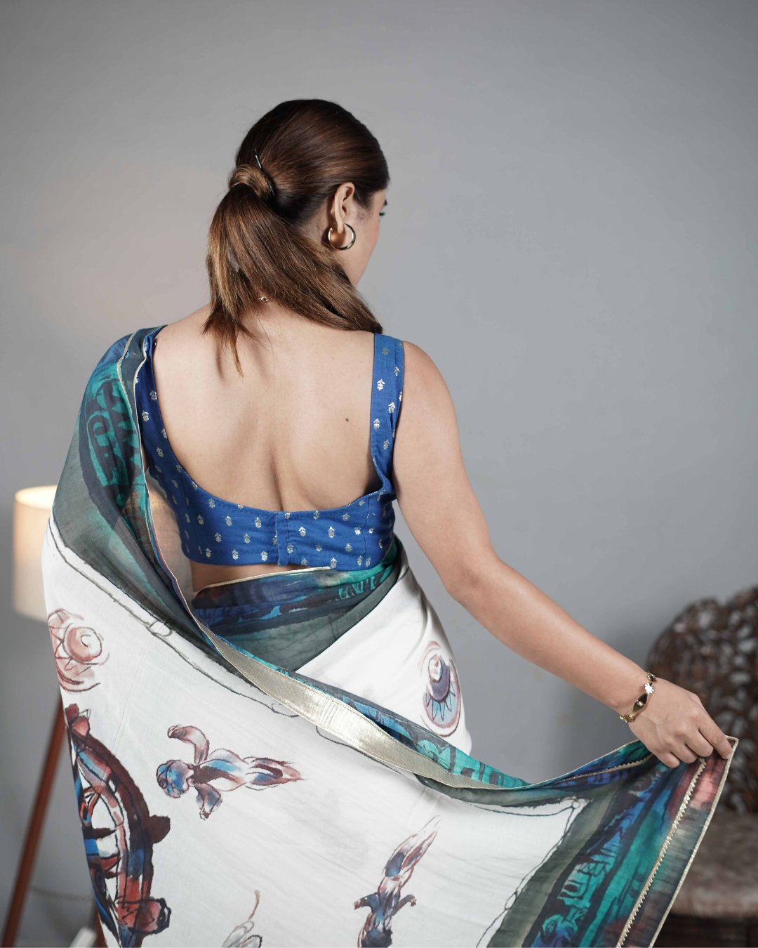 Blue Chanderi Sleeveless Blouse