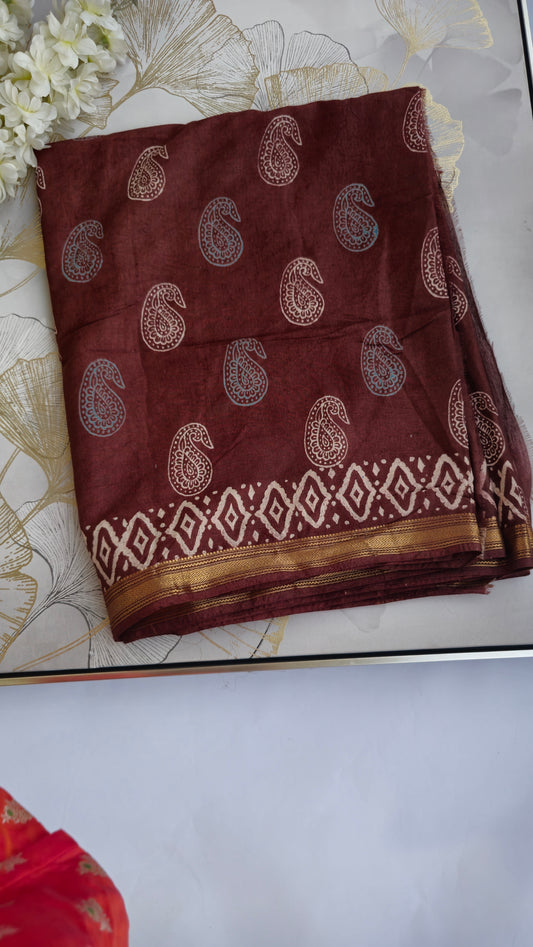 Mehak Maheshwari  Cotton Silk with Modal Blend Brown Saree