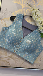 Denim Diva Denim Embroidered Padded Blouse
