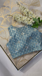 Denim Diva Denim Embroidered Padded Blouse