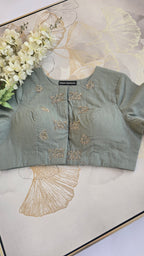 Sage Serenity Cotton Hand Embroidery Blouse