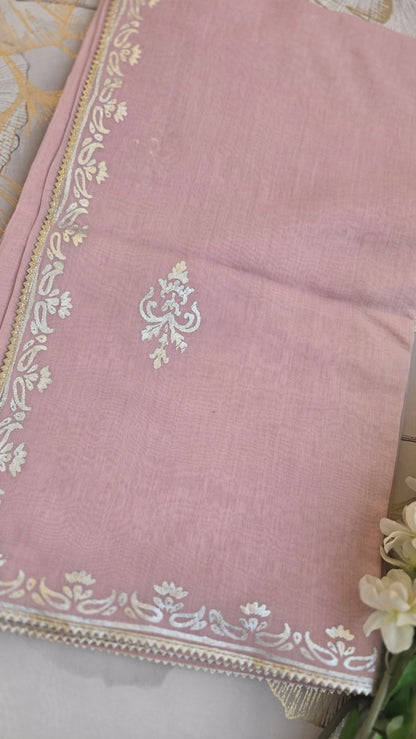 Silken Rose Mul Chanderi Sare