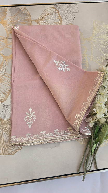 Silken Rose Mul Chanderi Sare