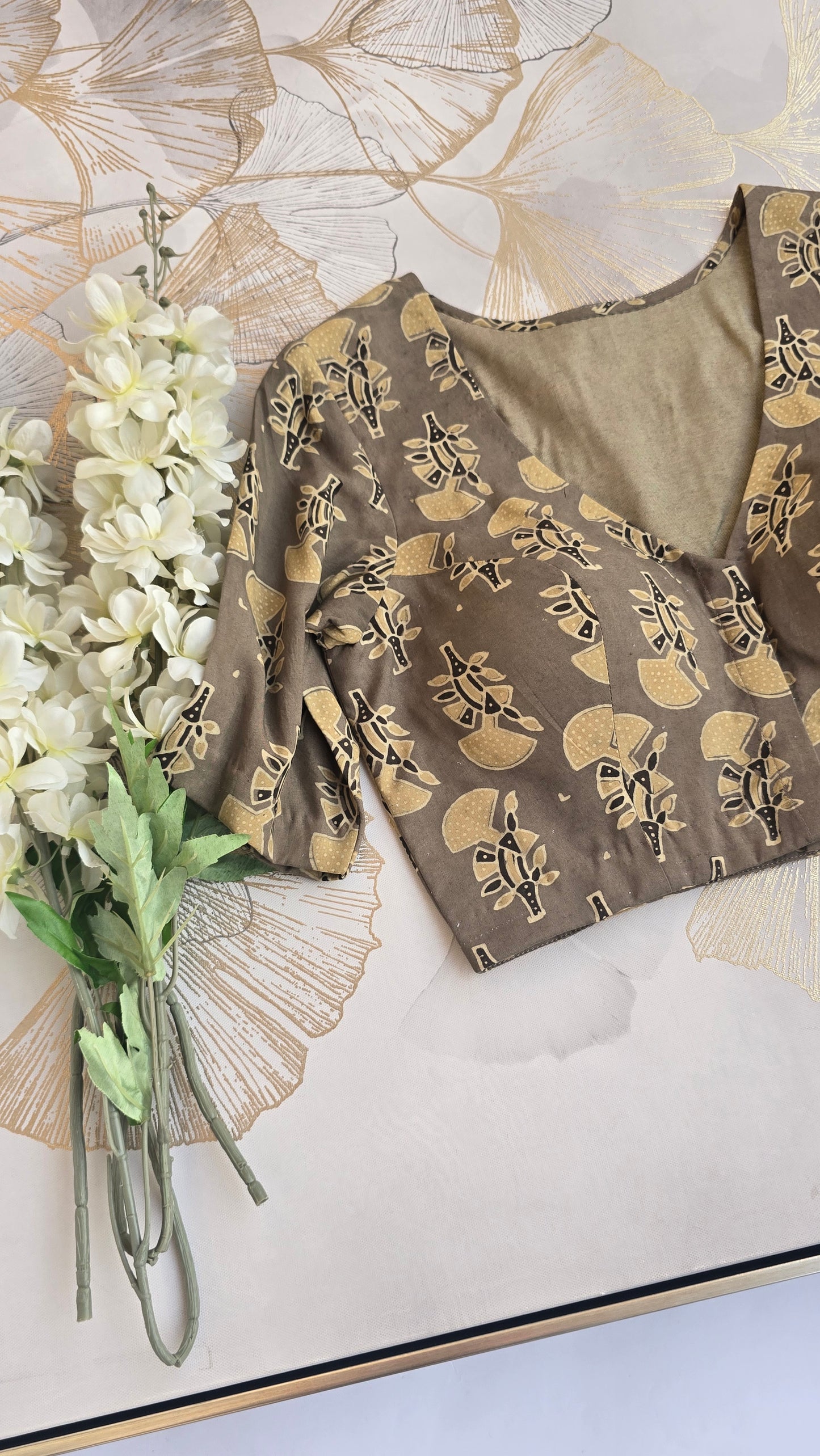 Modal Ajrakh Hand Block Print Blouse