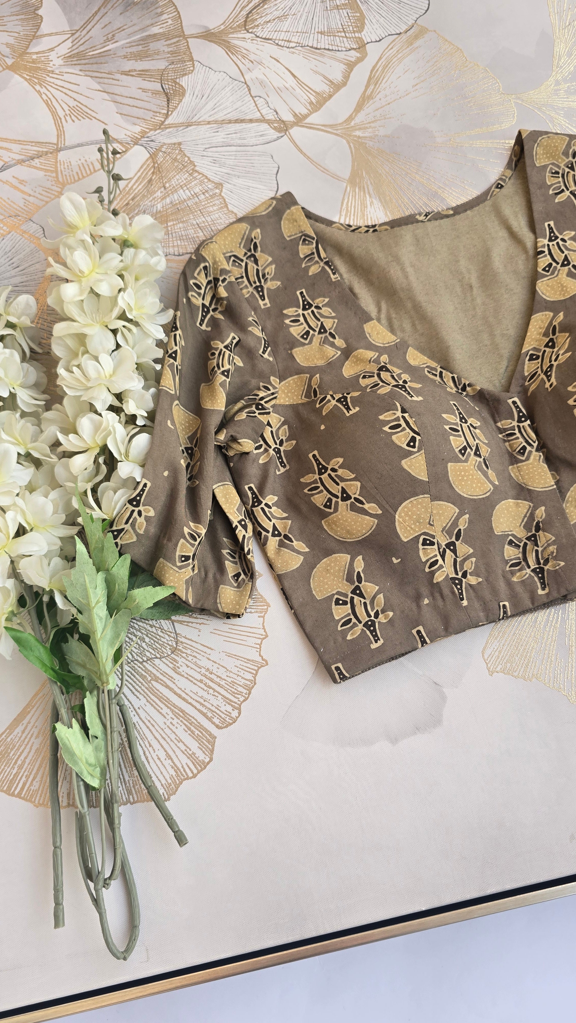 Modal Ajrakh Hand Block Print Blouse