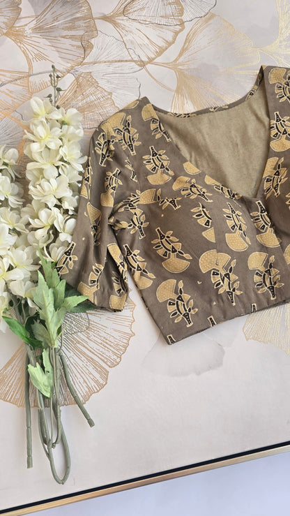 Modal Ajrakh Hand Block Print Blouse