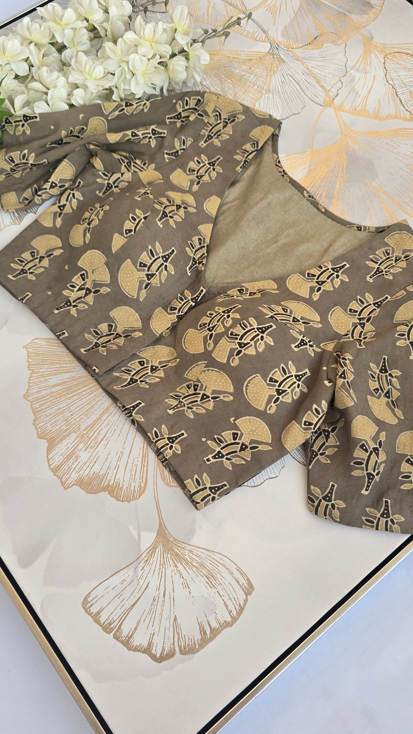 Modal Ajrakh Hand Block Print Blouse