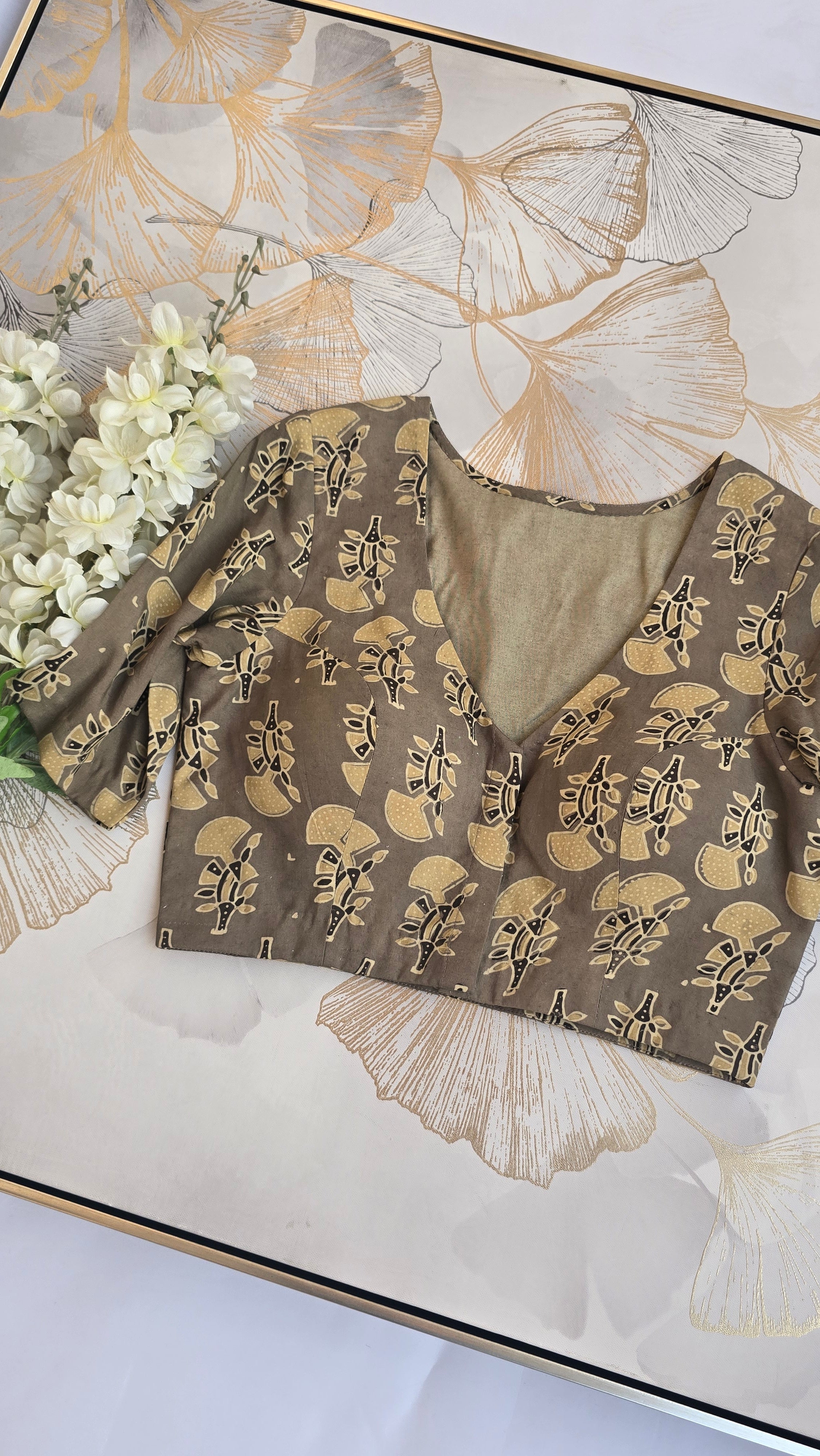 Modal Ajrakh Hand Block Print Blouse Secondary image