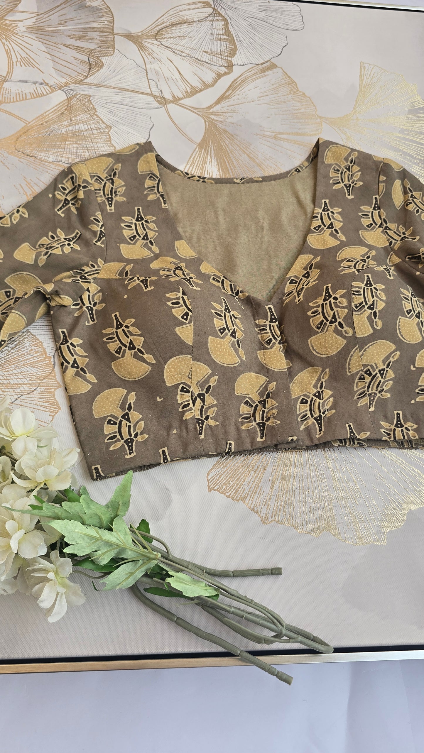Modal Ajrakh Hand Block Print Blouse