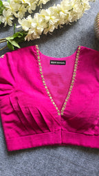 Fuchsia Pink Cotton Georgette Hand Embroidered Blouse