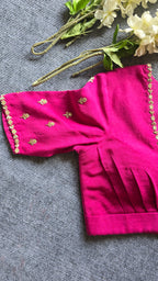 Fuchsia Pink Cotton Georgette Hand Embroidered Blouse