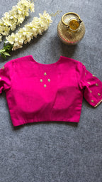 Fuchsia Pink Cotton Georgette Hand Embroidered Blouse