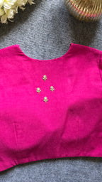 Fuchsia Pink Cotton Georgette Hand Embroidered Blouse