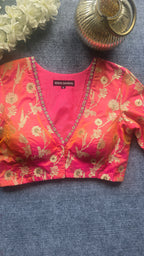 Pink Silk Brocade Embroidere Blouse