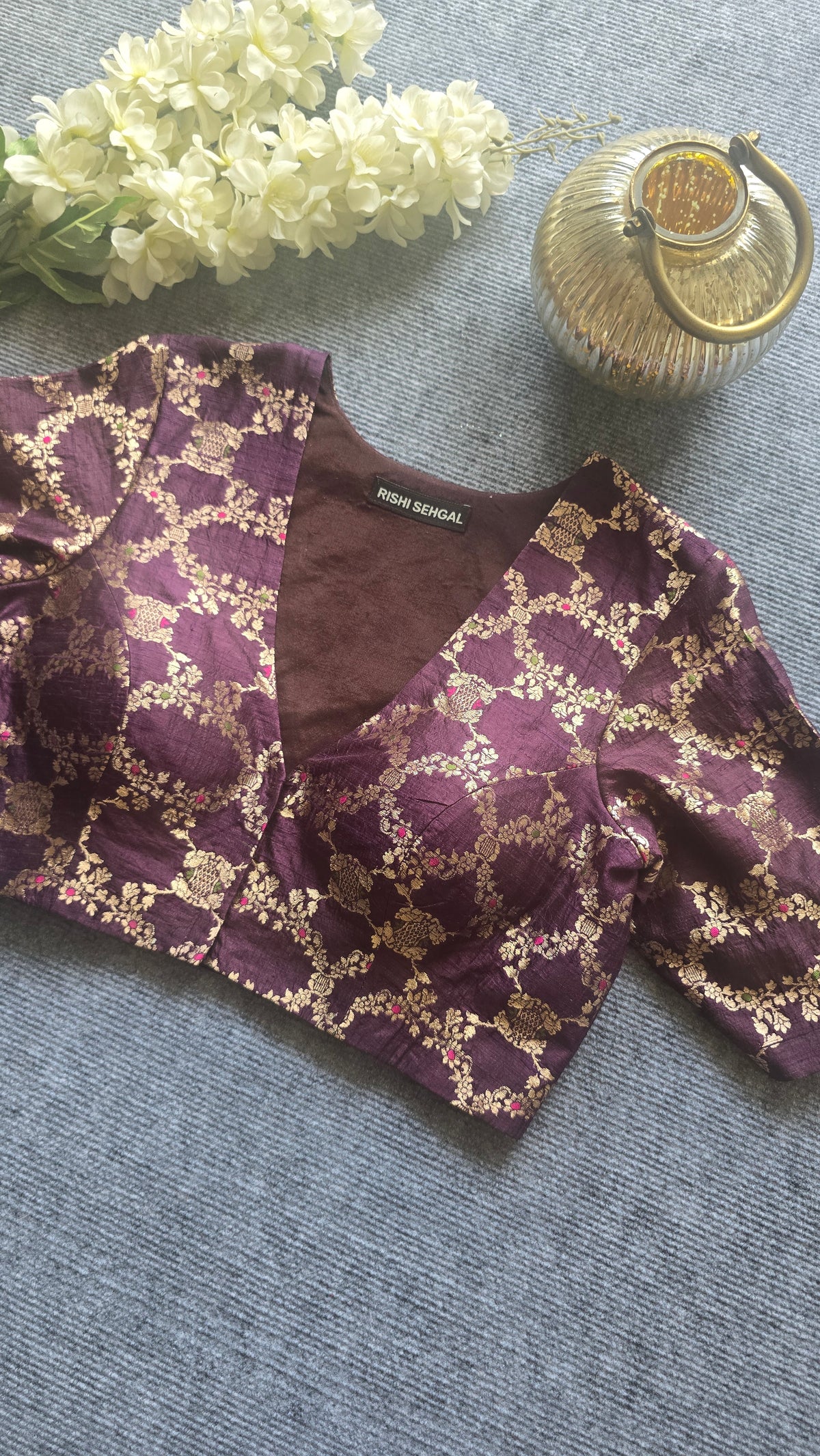 Wine Brocade Blouse