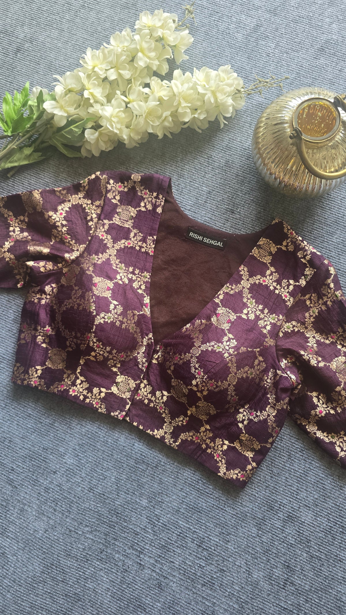 Wine Brocade Blouse
