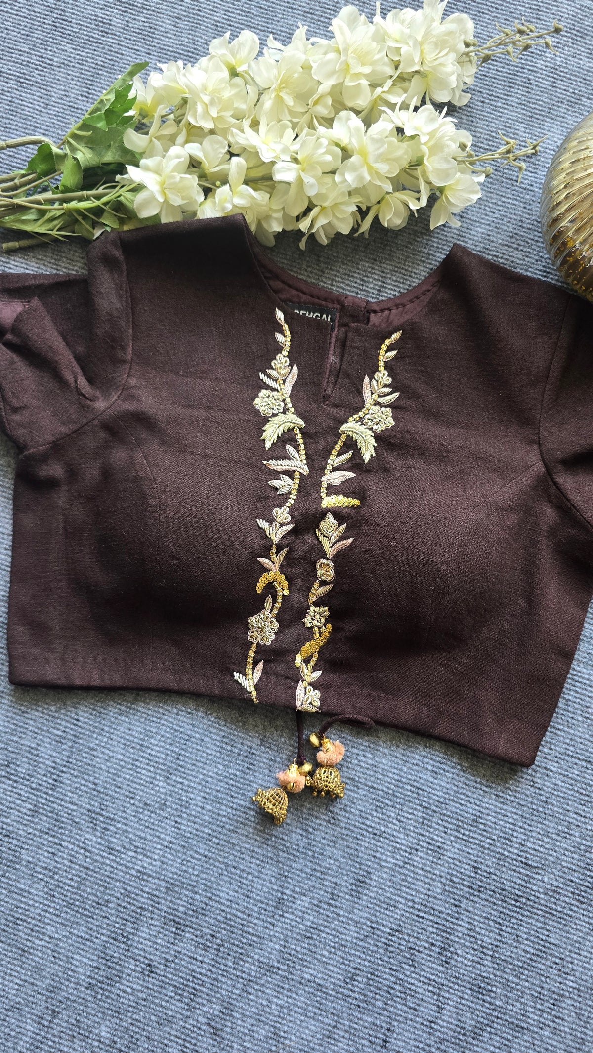 Chocolate Embroidered Blouse Main image