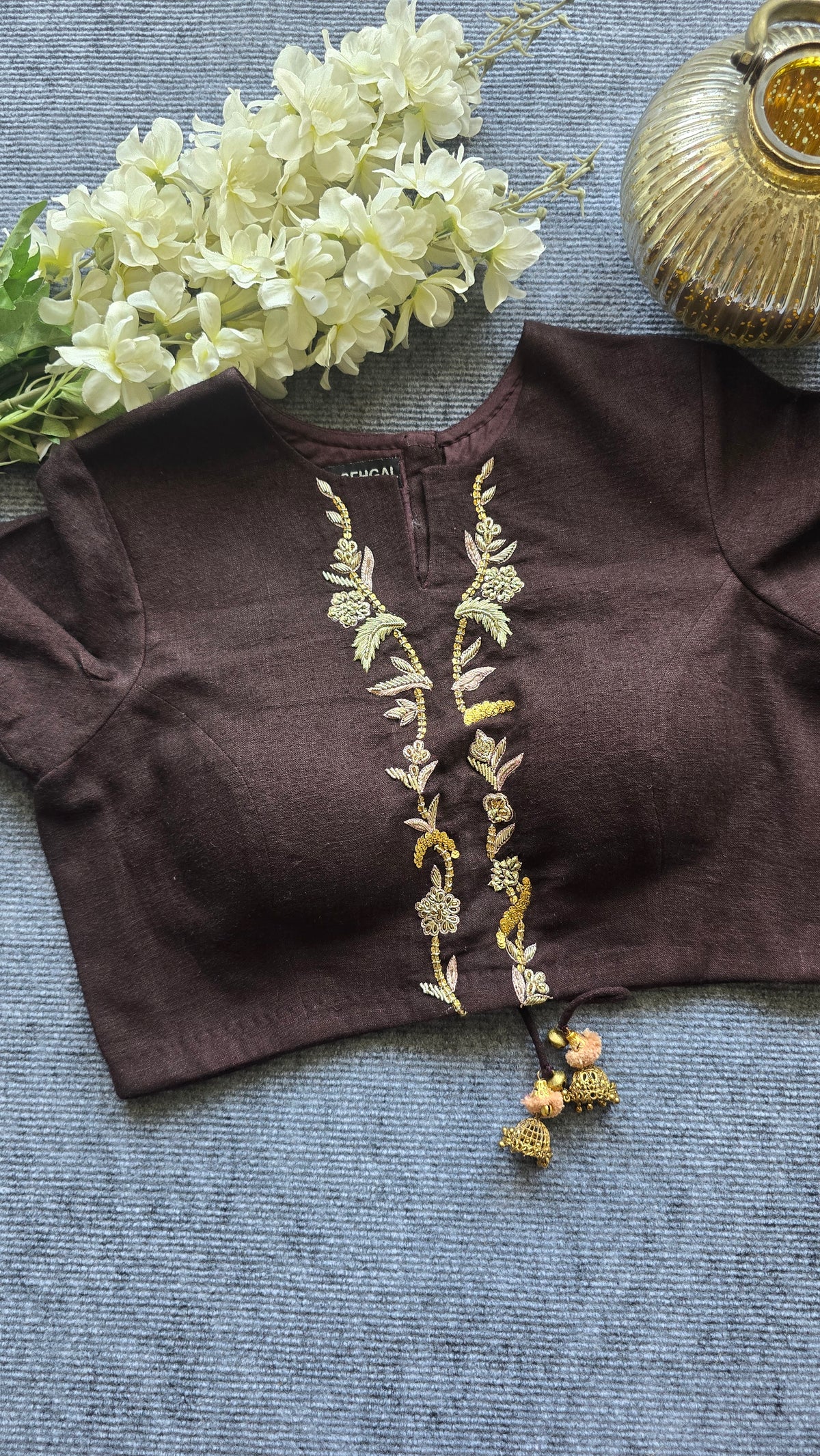 Chocolate Embroidered Blouse