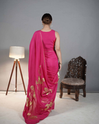 Fuchsia Modal Satin Foil Print Saree