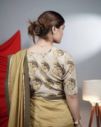 Mustard Yellow Chanderi Embroidered Saree