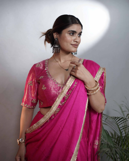 Gulabi Noor Hand-Embroidered Saree