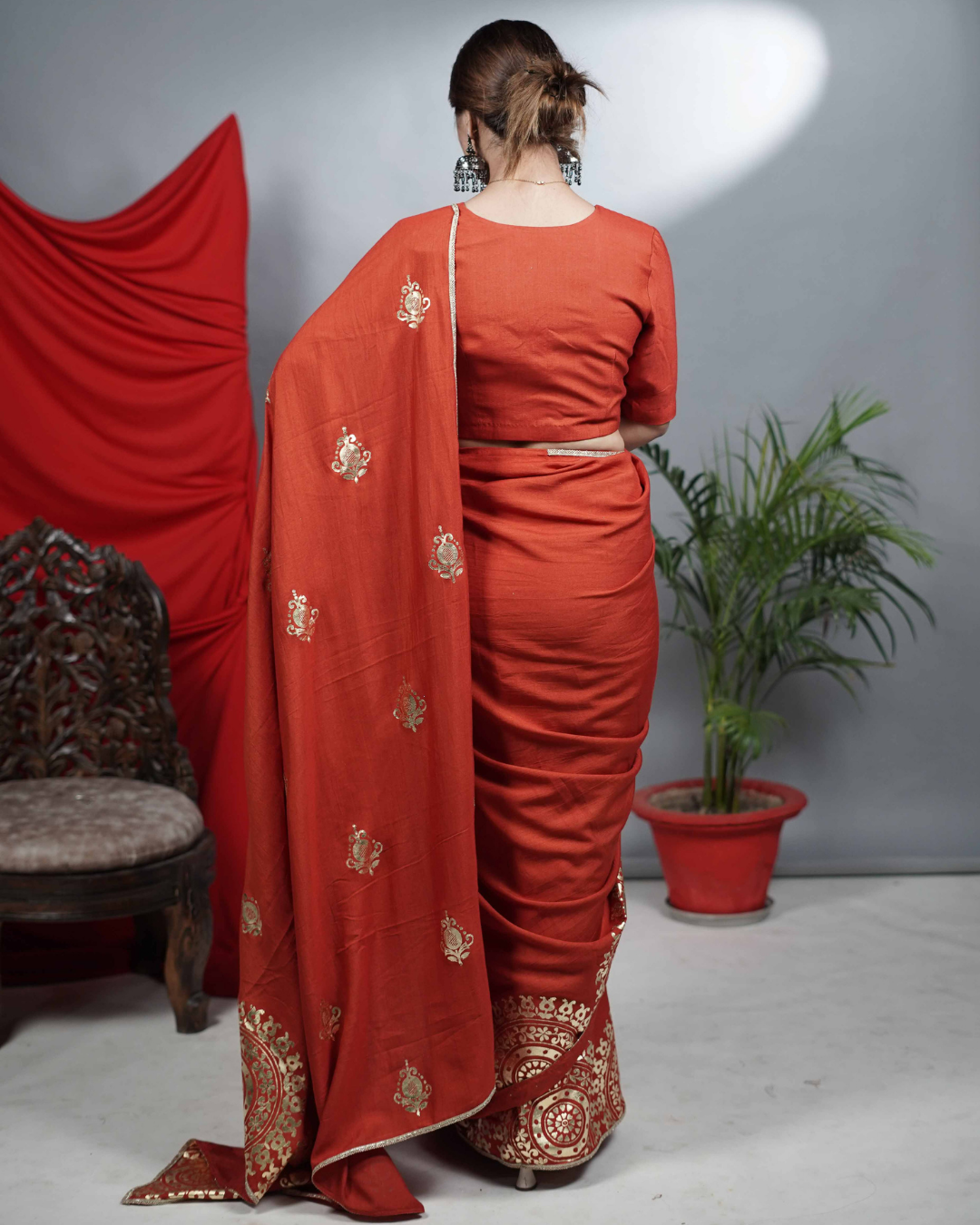 Rust Foil Print Blouse