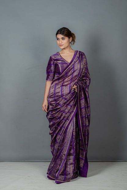 Meher Purple Tissue Chanderi Saree