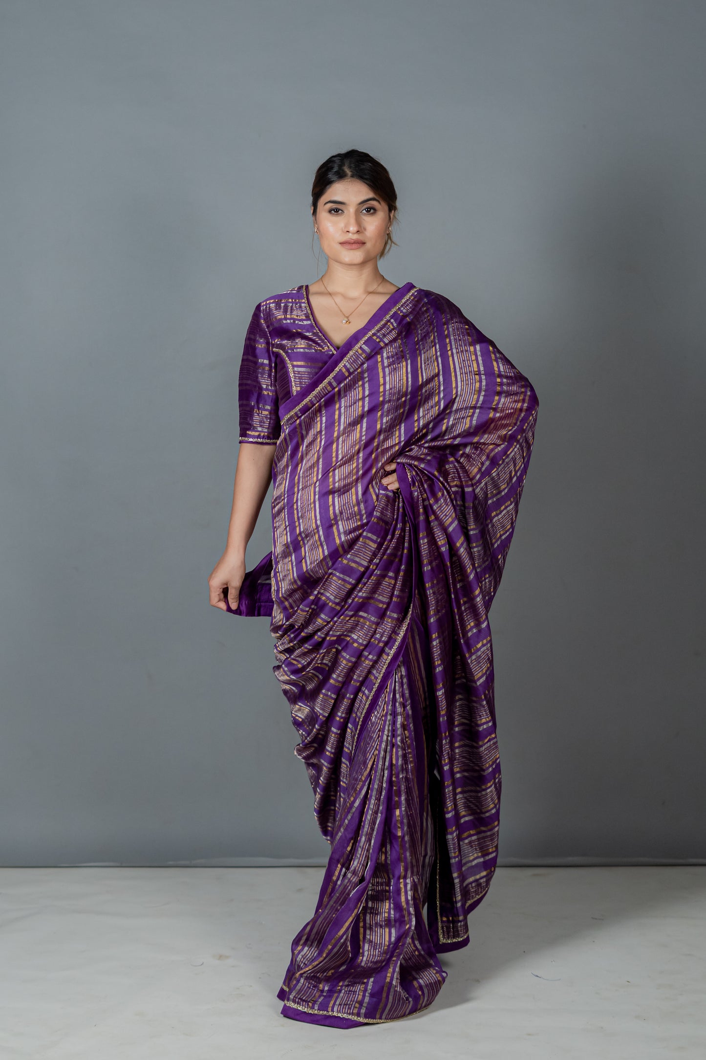 Meher Purple Tissue Chanderi Saree