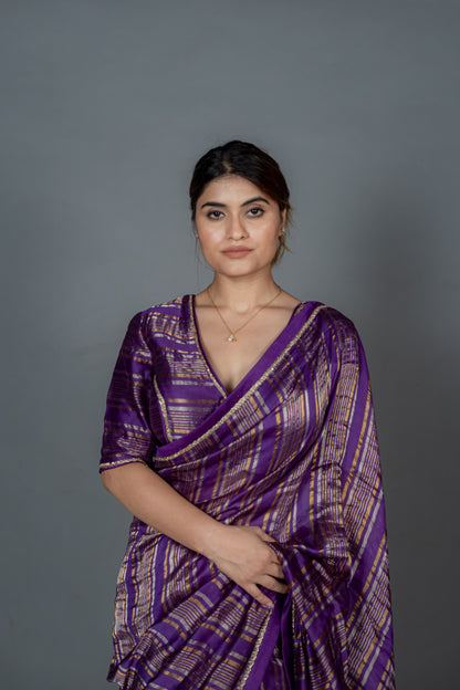 Meher Purple Tissue Chanderi Saree