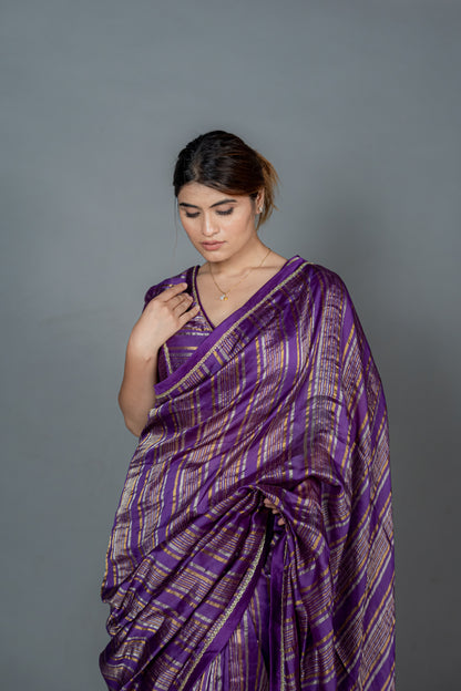 Meher Purple Tissue Chanderi Saree