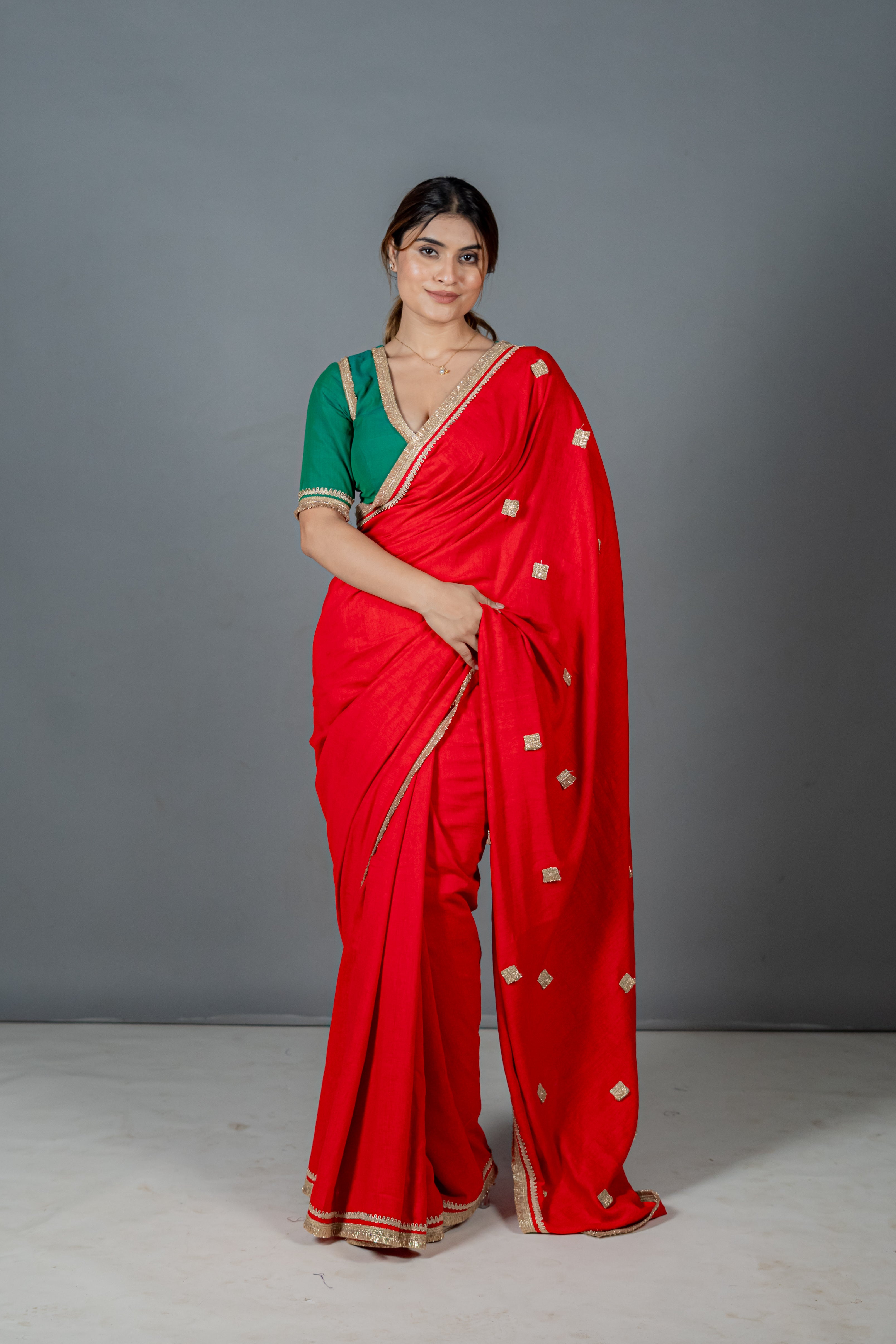 The Classic Red Saree Main image