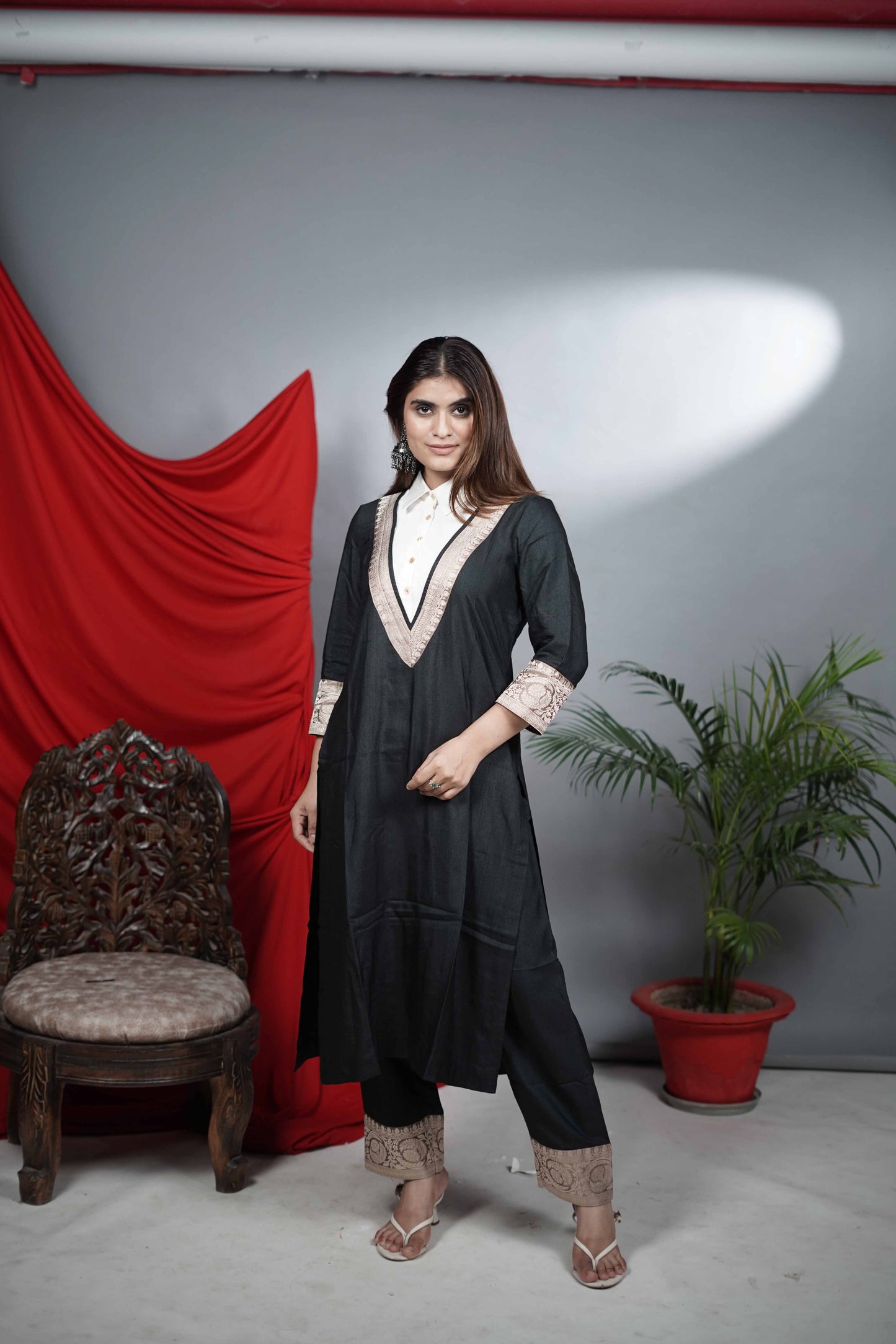 Black Moonga Linen Silk Co-ord Set